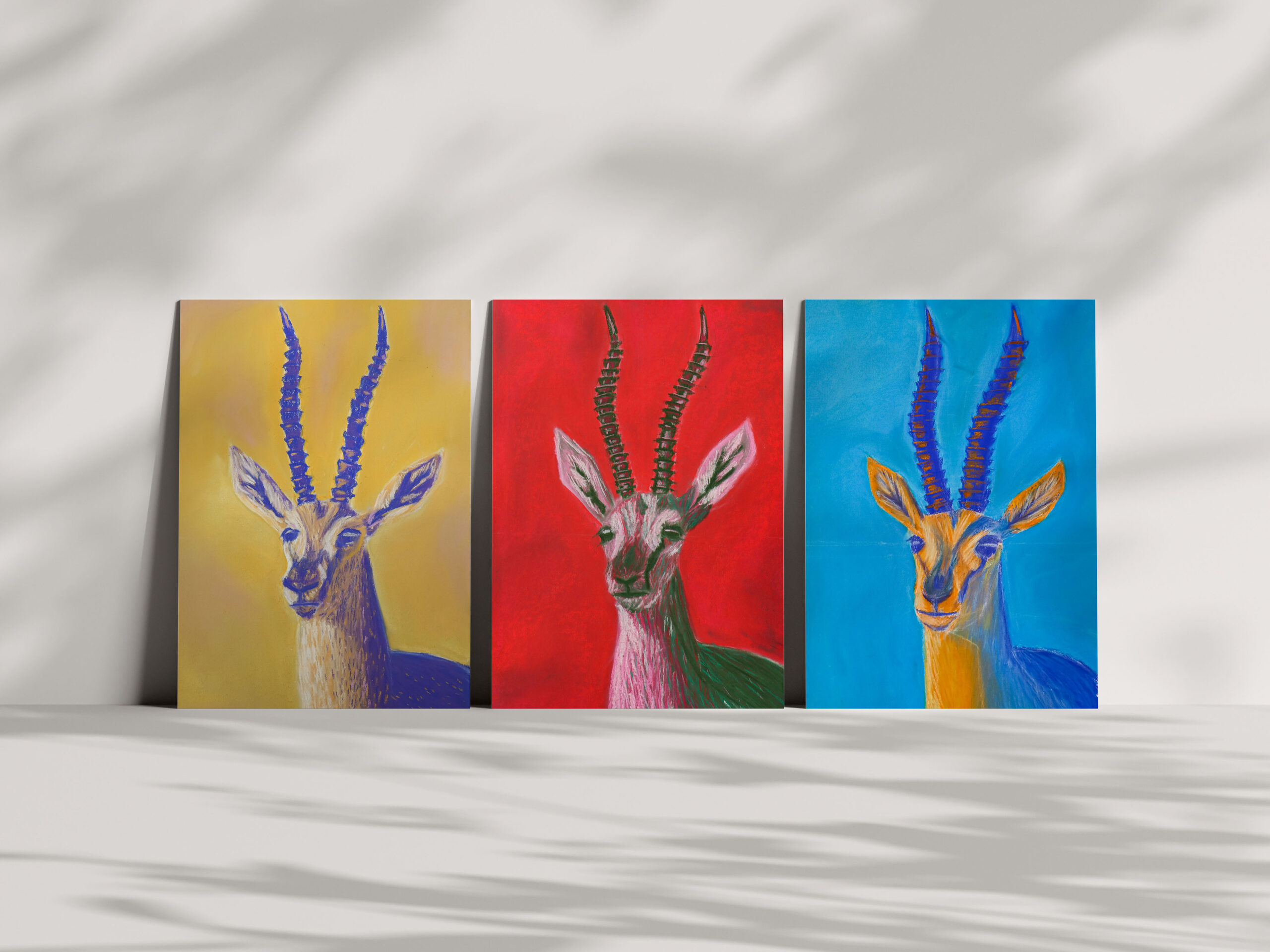 Handmade Greeting Card Set gazelles pop art