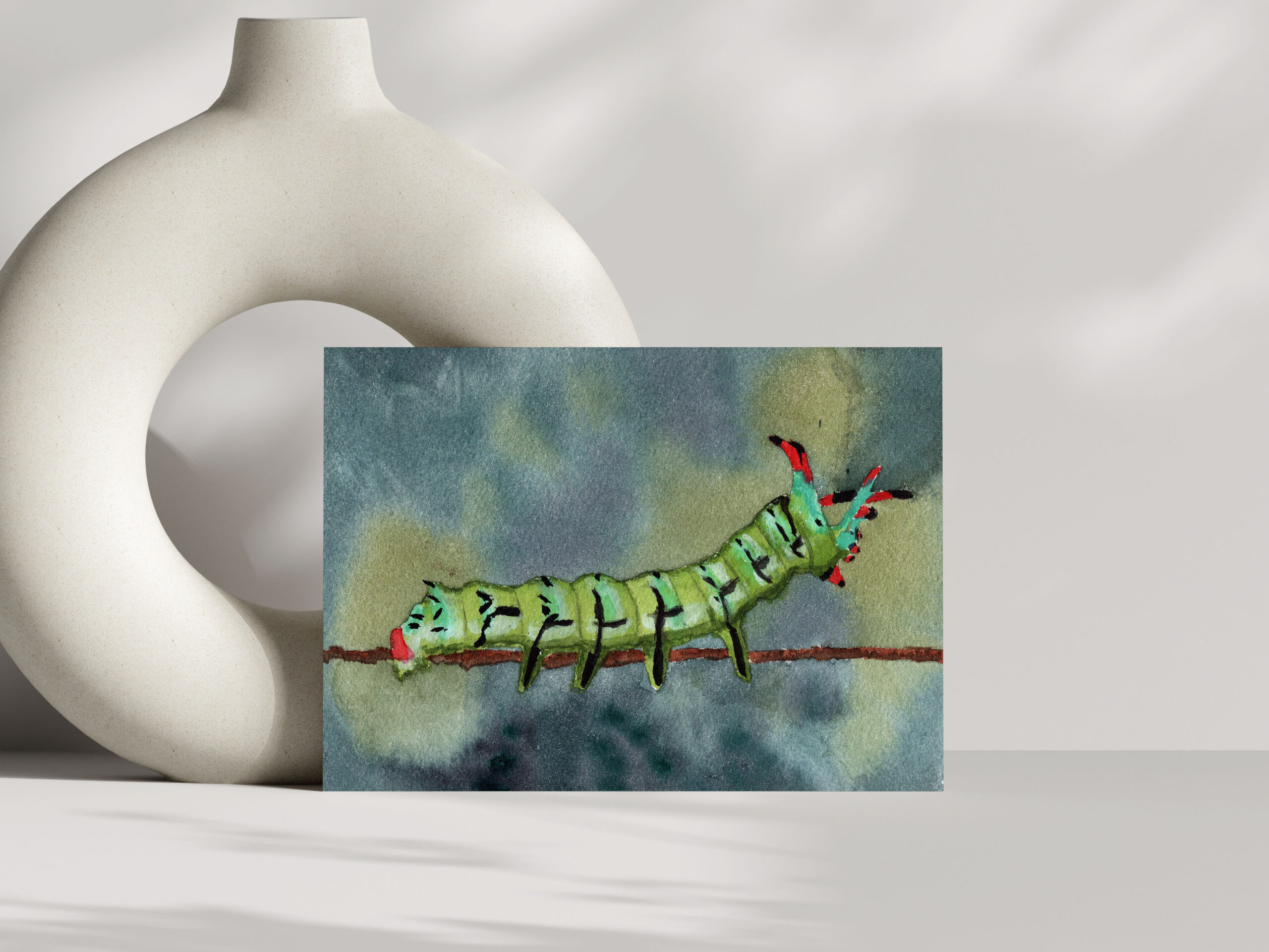 Handmade Greeting Cards Set caterpillars