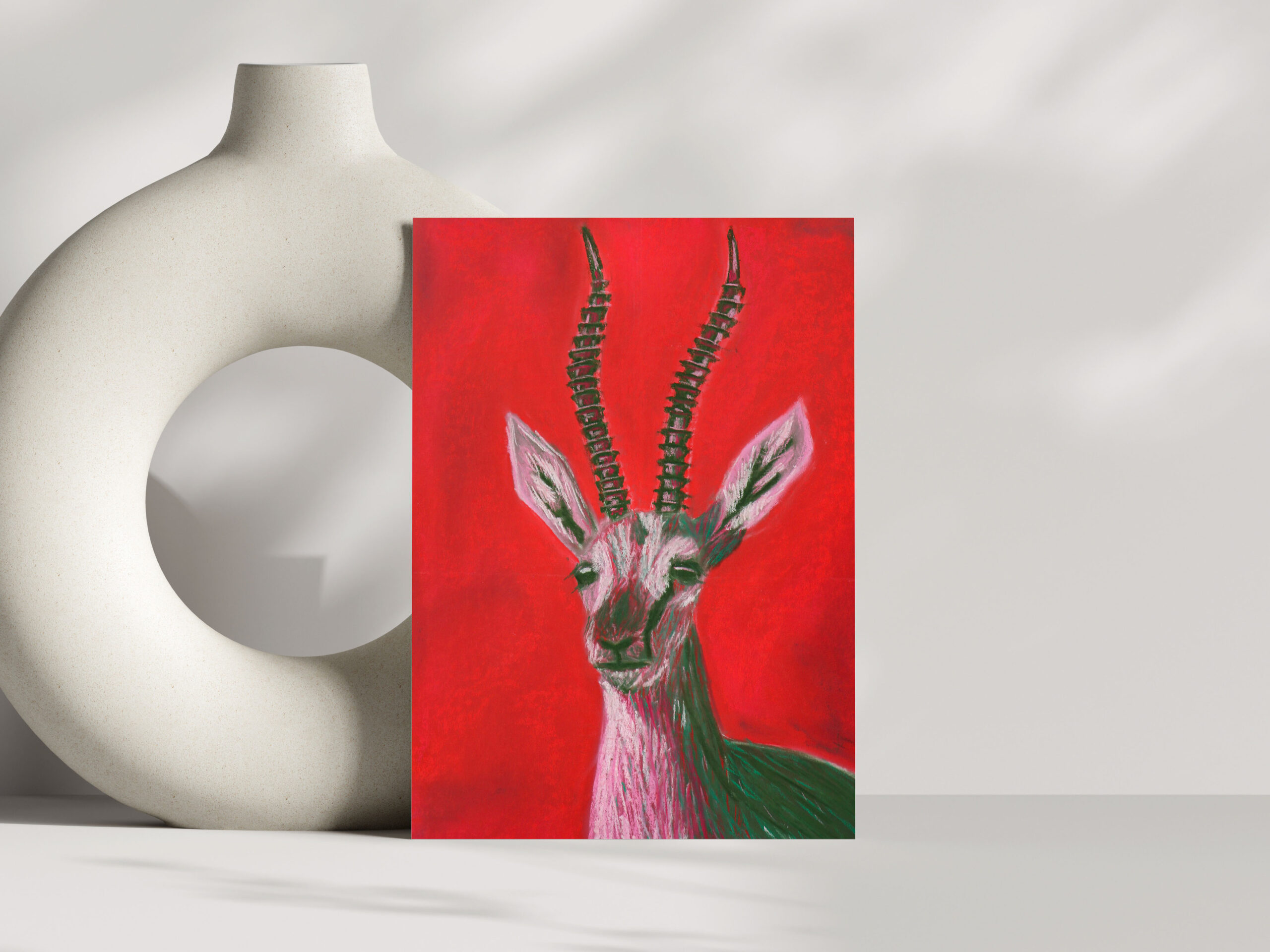 Handmade Greeting Card Set gazelles pop art